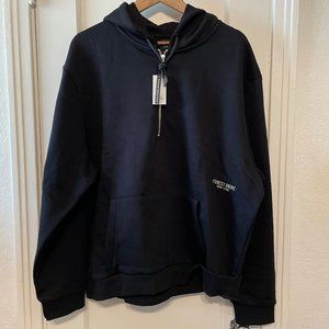 River Island Black Regular Fit Zip Neck Hoodie
